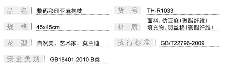 TH-R1033 数码彩印亚麻抱枕